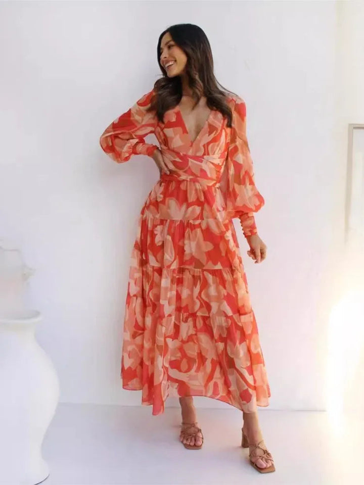 Elegant Woman Chiffon Maxi dress