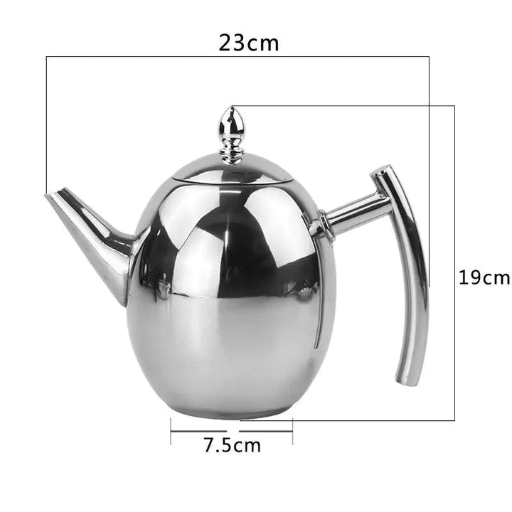 Elegant tekanne in rust free steel with integrated tea strainer