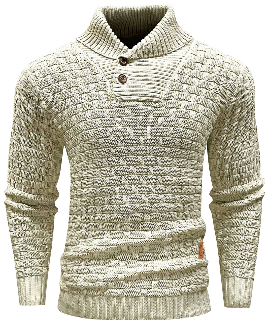 Men jumper with high collar and unique design