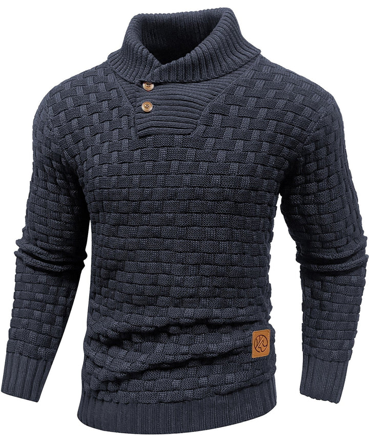 Men jumper with high collar and unique design