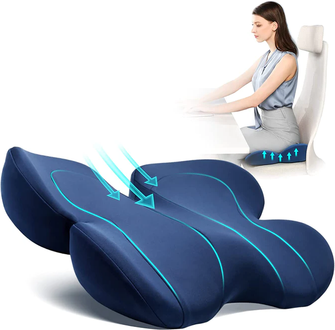 Ergonomic seat cushion with support