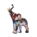 Colourful elephant sculpture hamper decor