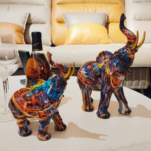 Colourful graffiti elephant decoration