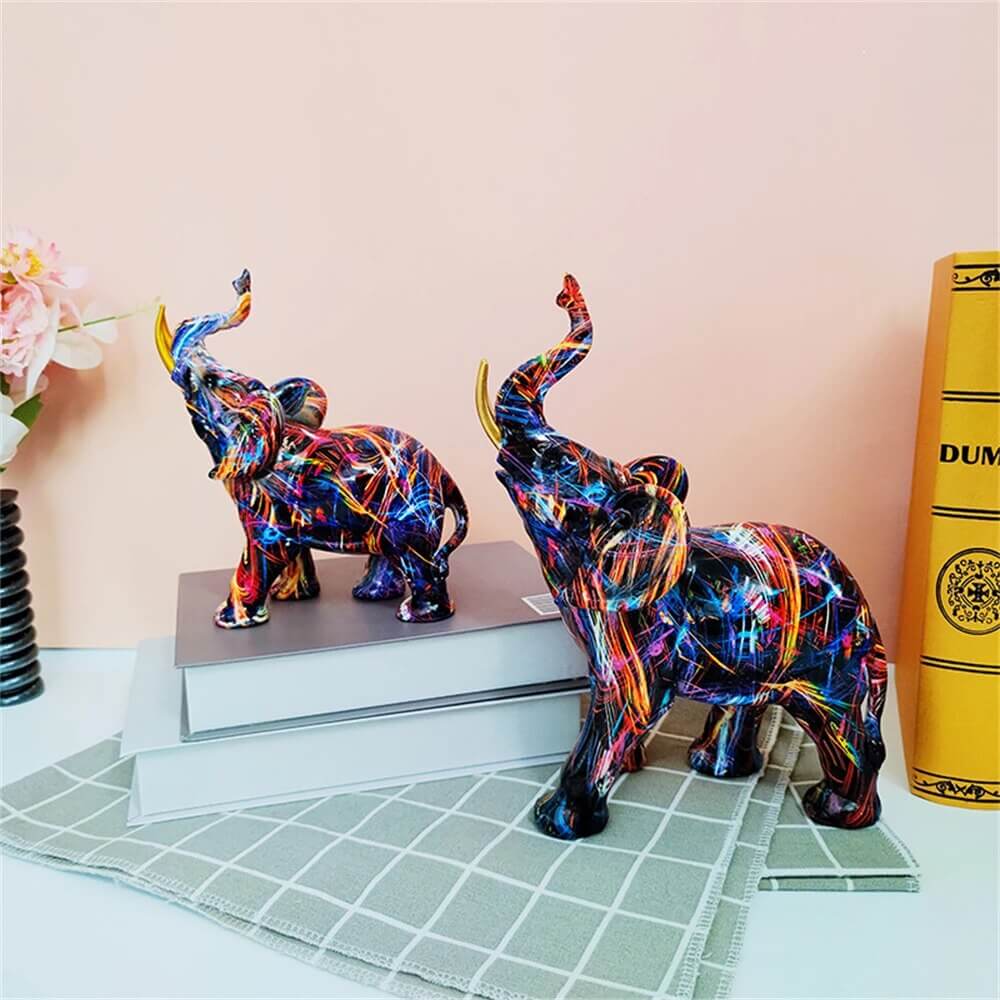 Colourful graffiti elephant decoration