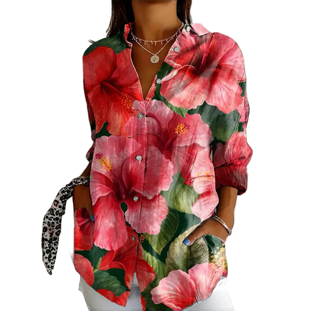 Women Vintage Blouse in Fargerikt Design