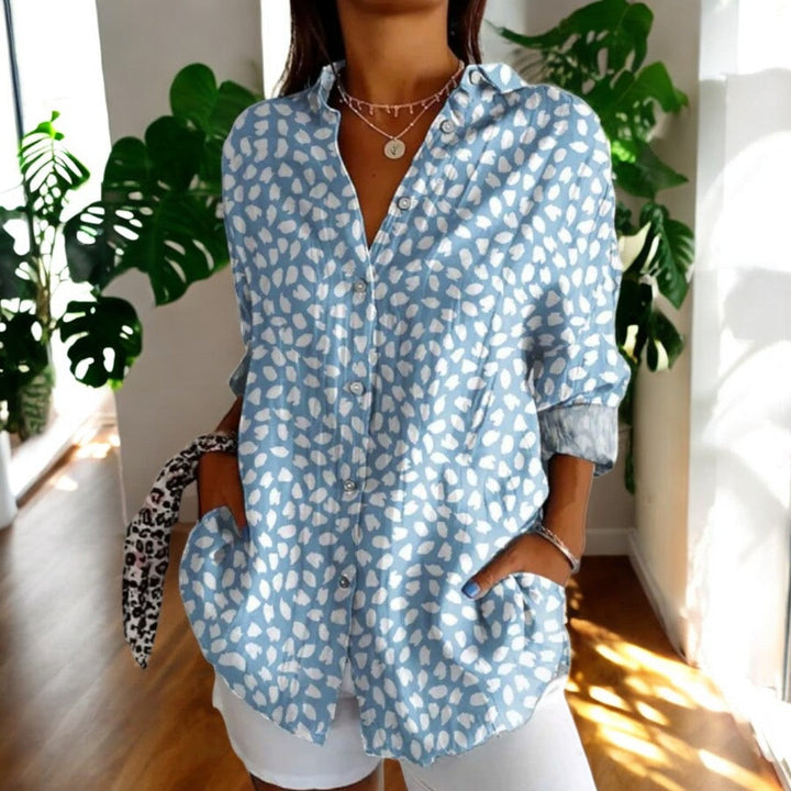 Women Vintage Blouse in Fargerikt Design
