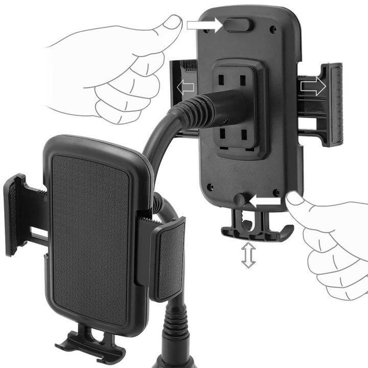 Flexible bilkopp socket with phone fastening - stable &amp; adjustable for car