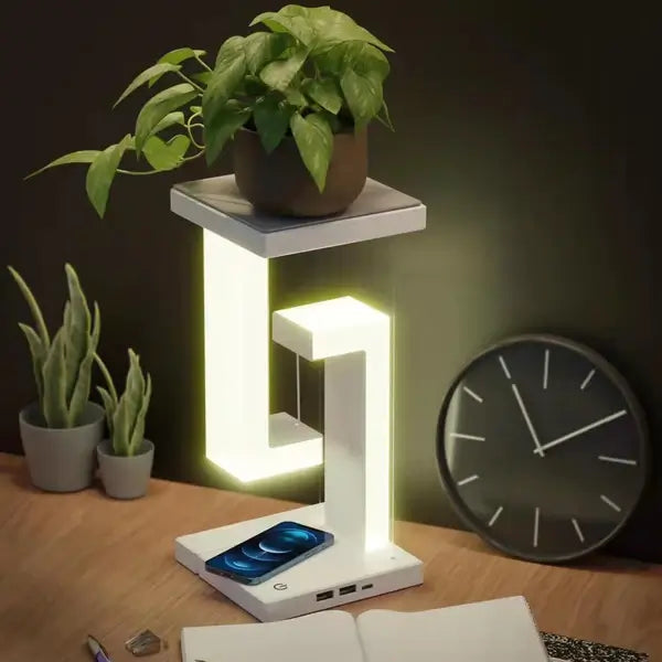 Tensegrity LED Table Lamp – Futuristic Light with Wireless Charging