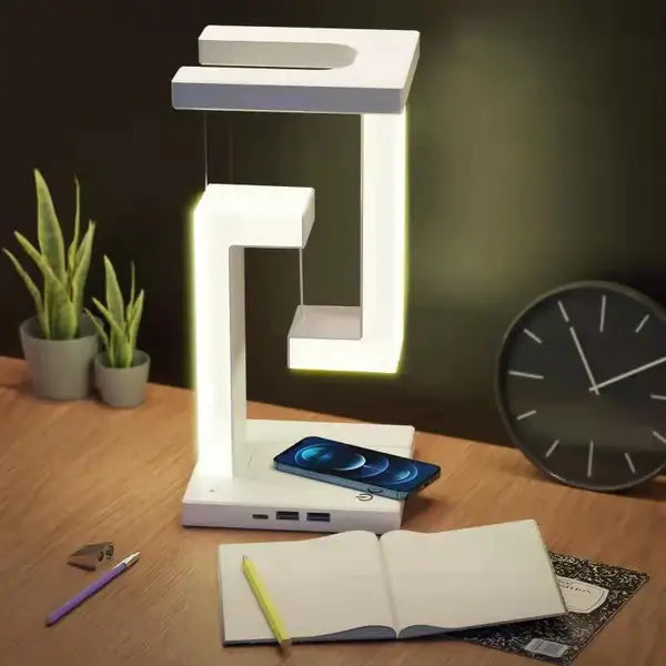 Tensegrity LED Table Lamp – Futuristic Light with Wireless Charging