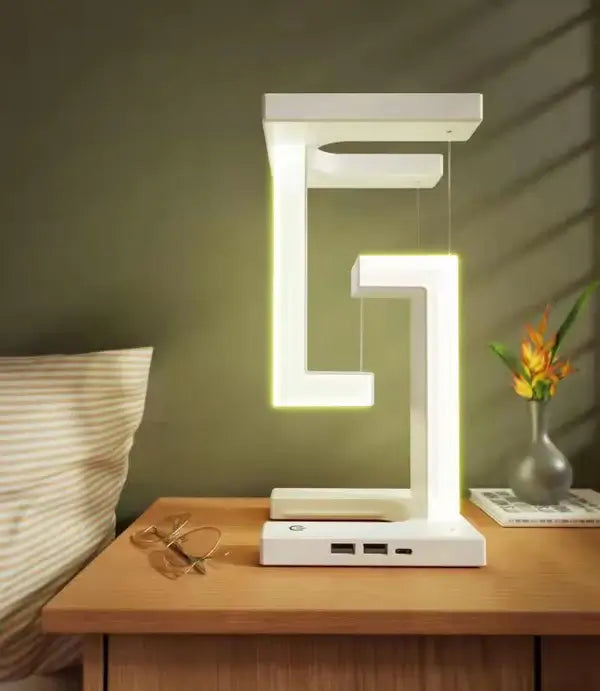 Tensegrity LED Table Lamp – Futuristic Light with Wireless Charging