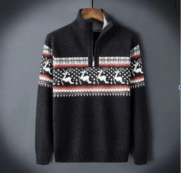 Men knitted jumper with half zip