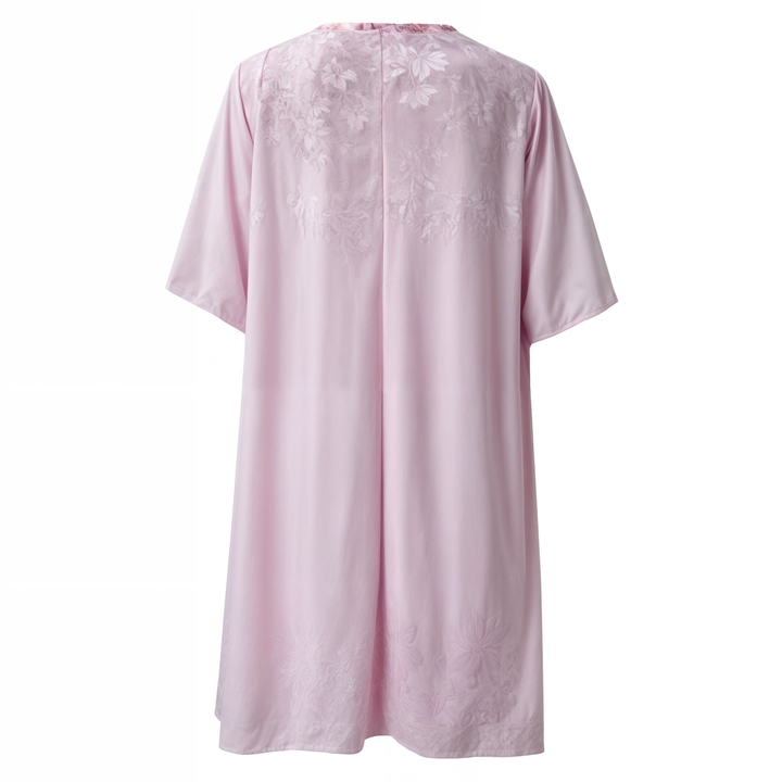 Knee-length woman dress with flower pressure and matc perhaps cardigan