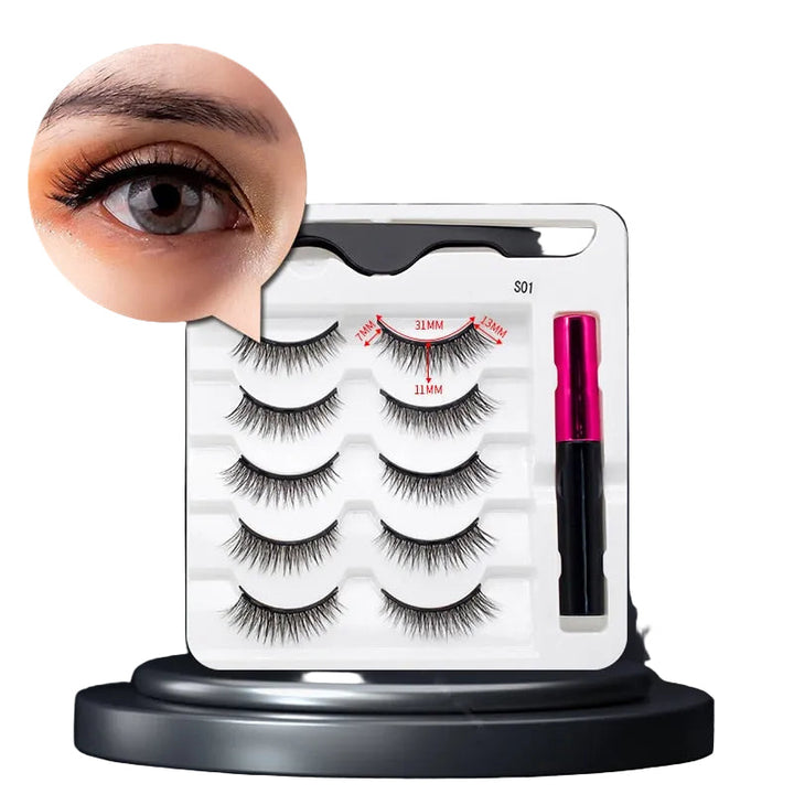 Magnetic False Eyelashes &amp; Eyeliner Set for Women