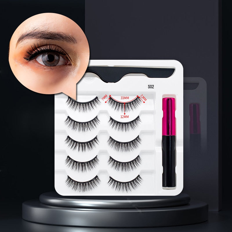 Magnetic False Eyelashes &amp; Eyeliner Set for Women
