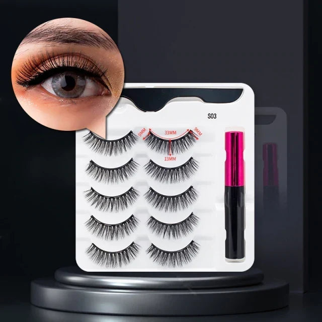 Magnetic False Eyelashes &amp; Eyeliner Set for Women