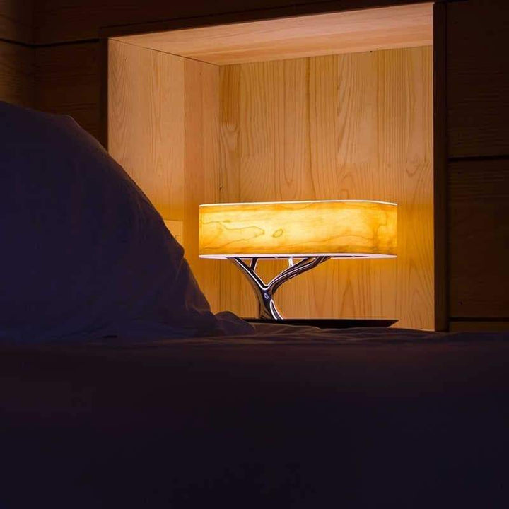 Multifunksjonell Trebordlampe with Wireless Charging &amp; Bluetooth-speaker