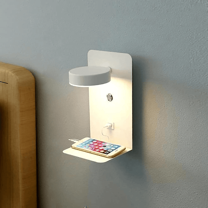 Wall Lamp with Rotatable Head and USB Charger – Perfect Reading Light