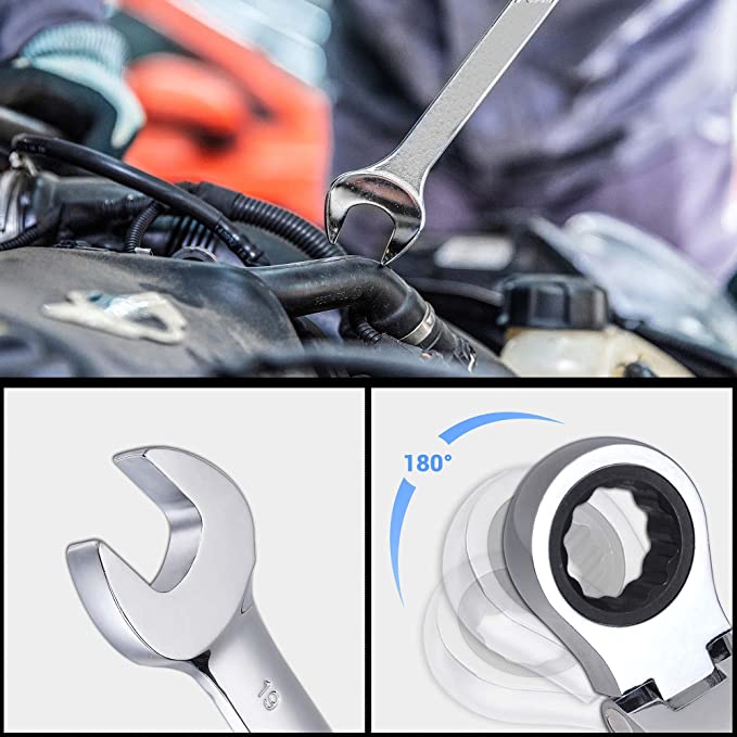 Multifunctional Ratchet Wrench with Flexible Head