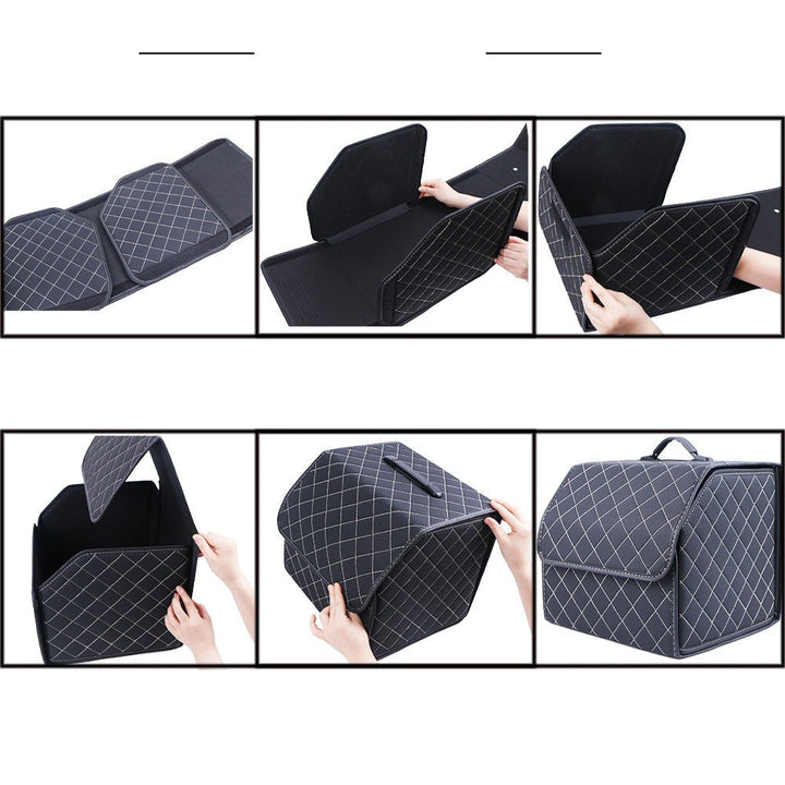 Premium collapsible car baggage roe organiser in PU leather