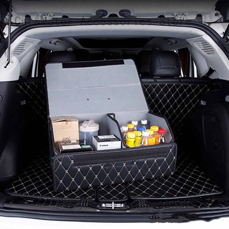 Premium collapsible car baggage roe organiser in PU leather