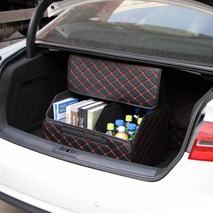 Premium collapsible car baggage roe organiser in PU leather