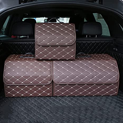 Premium collapsible car baggage roe organiser in PU leather