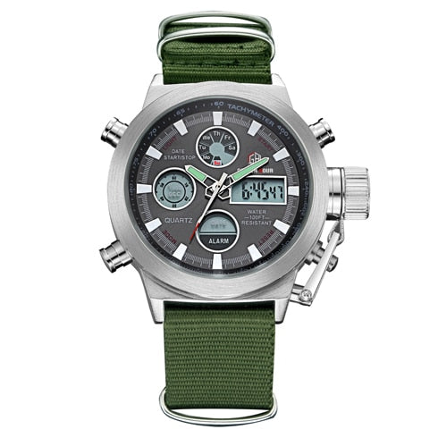 Military clock for men - robust with dual display