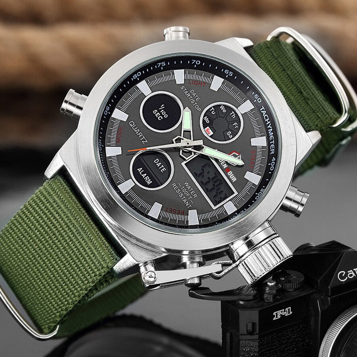 Military clock for men - robust with dual display