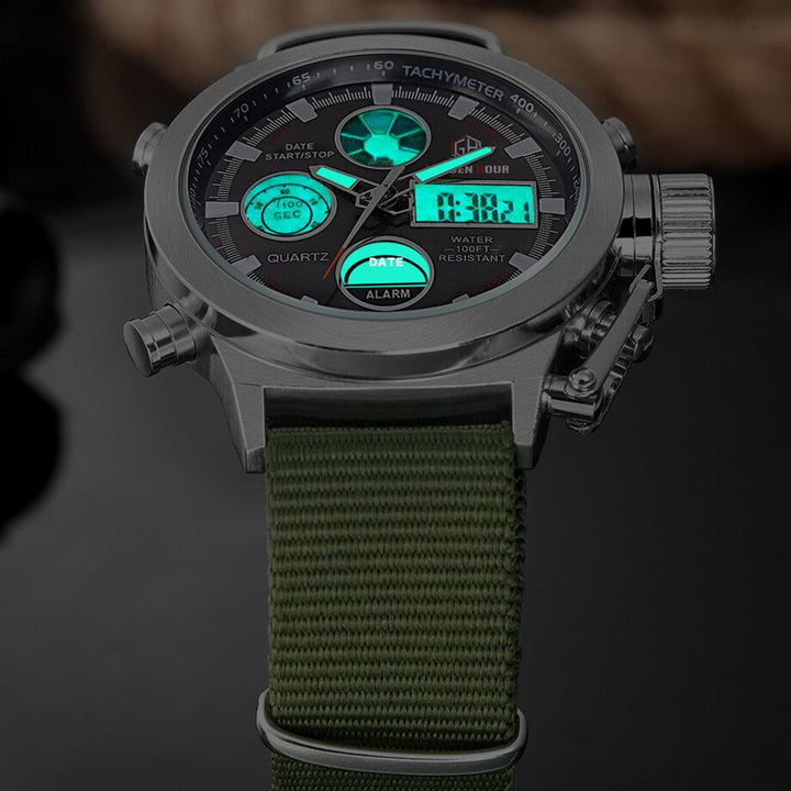 Military clock for men - robust with dual display