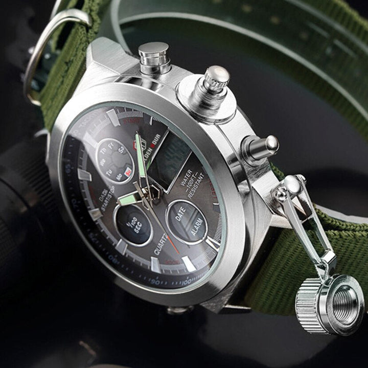 Military clock for men - robust with dual display
