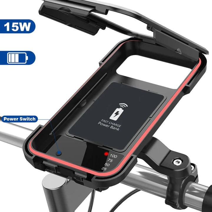 Bicycle holder with USB charging for smartphone