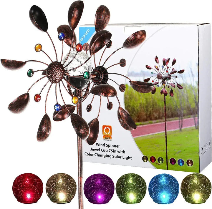 Solar powered Wind Spinner in Glass Ball