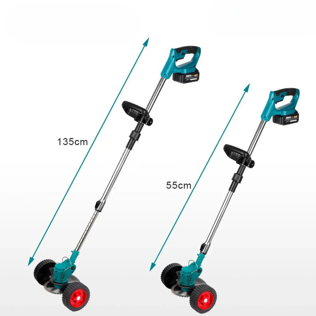 Wireless grass cut 36 v - collapsible with wheel for easy trim