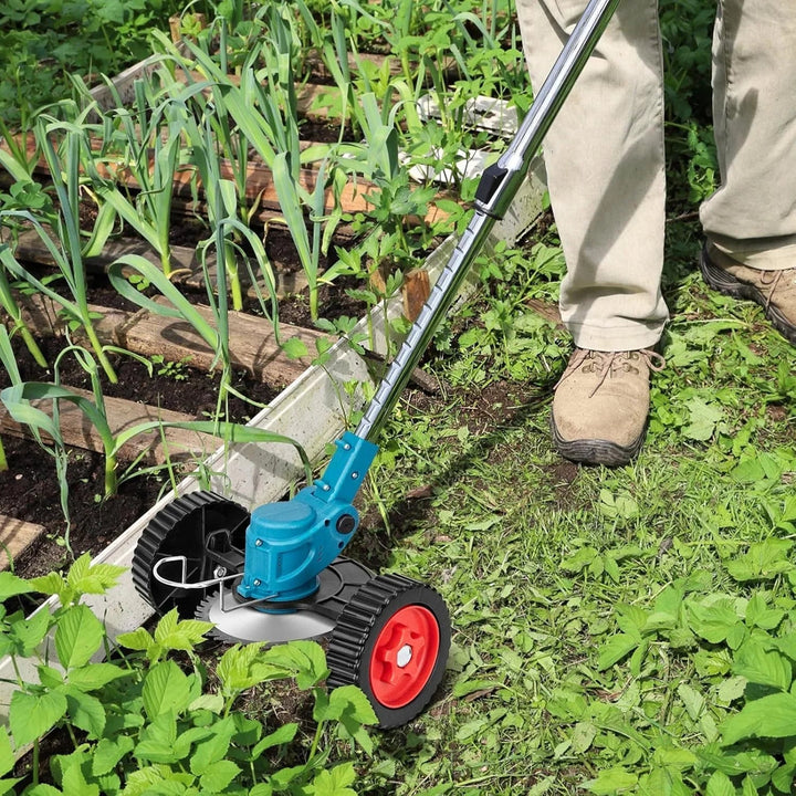 Wireless grass cut 36 v - collapsible with wheel for easy trim