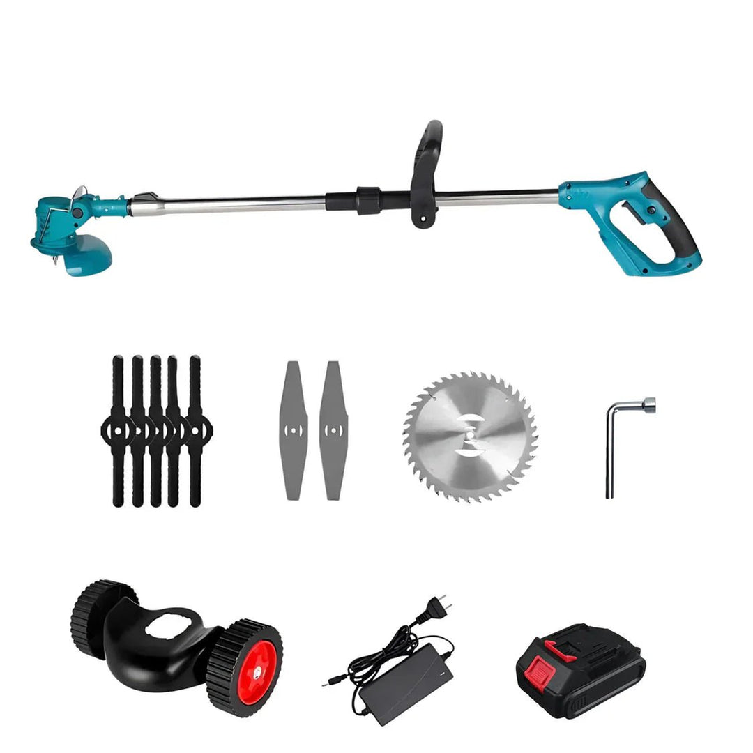 Wireless grass cut 36 v - collapsible with wheel for easy trim