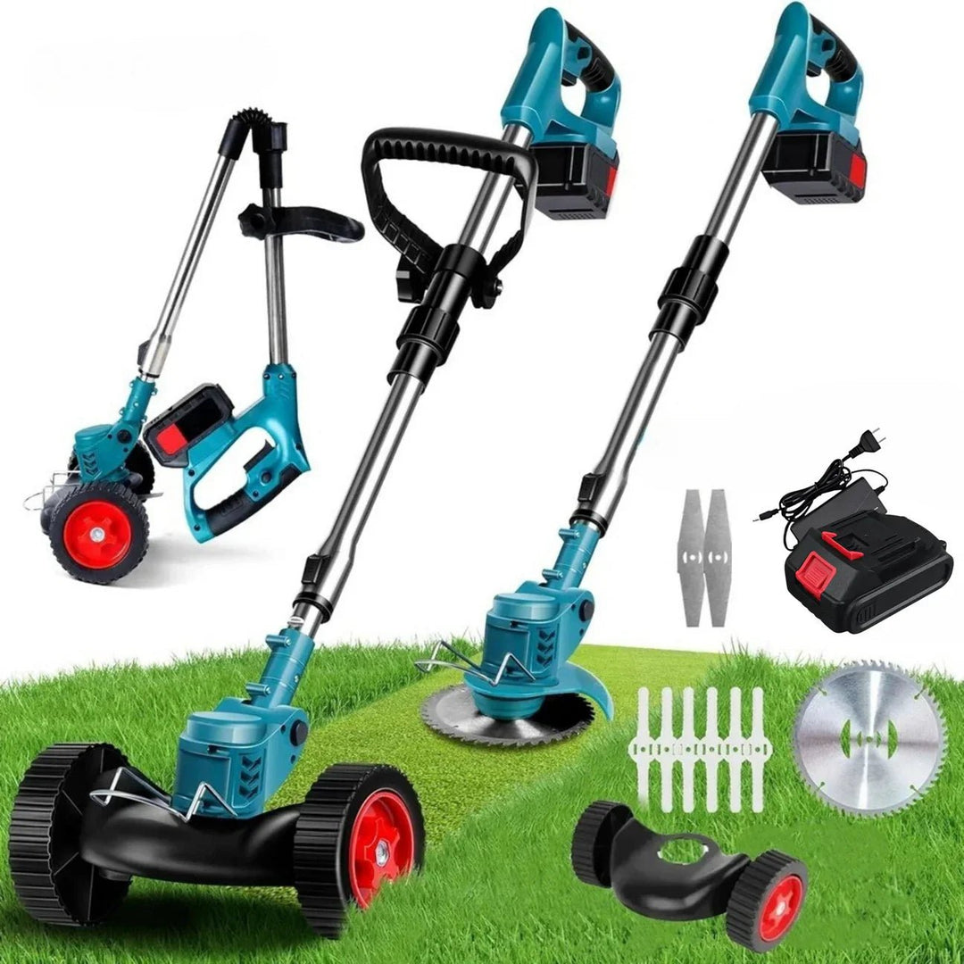 Wireless grass cut 36 v - collapsible with wheel for easy trim