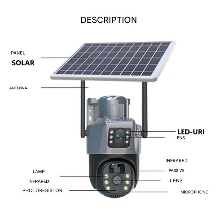 Wireless 4 k security camera with solcellepanel for home and garden