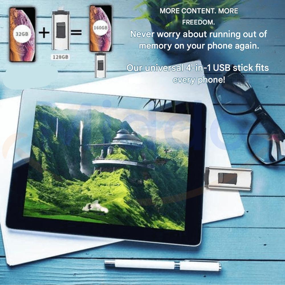 Universal 4-in-1 Flashdrive for Quick Filoverföring