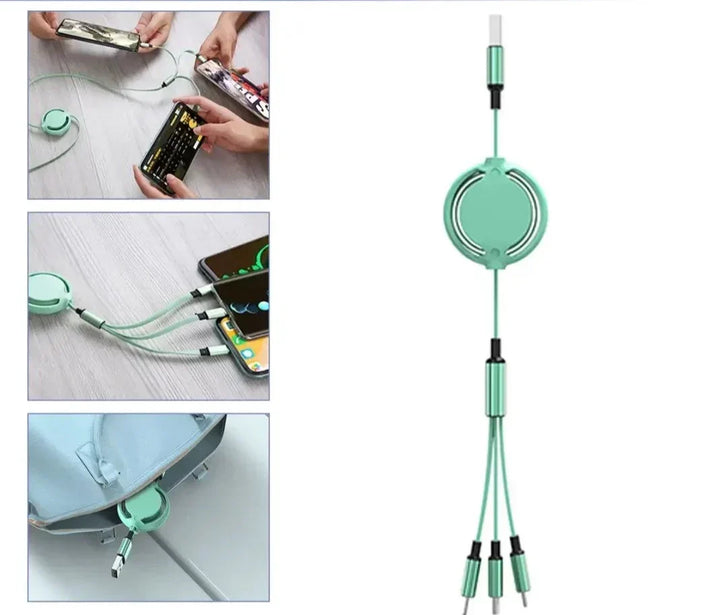 Universal Retractable Charging Cable with Fast Charging and Protection
