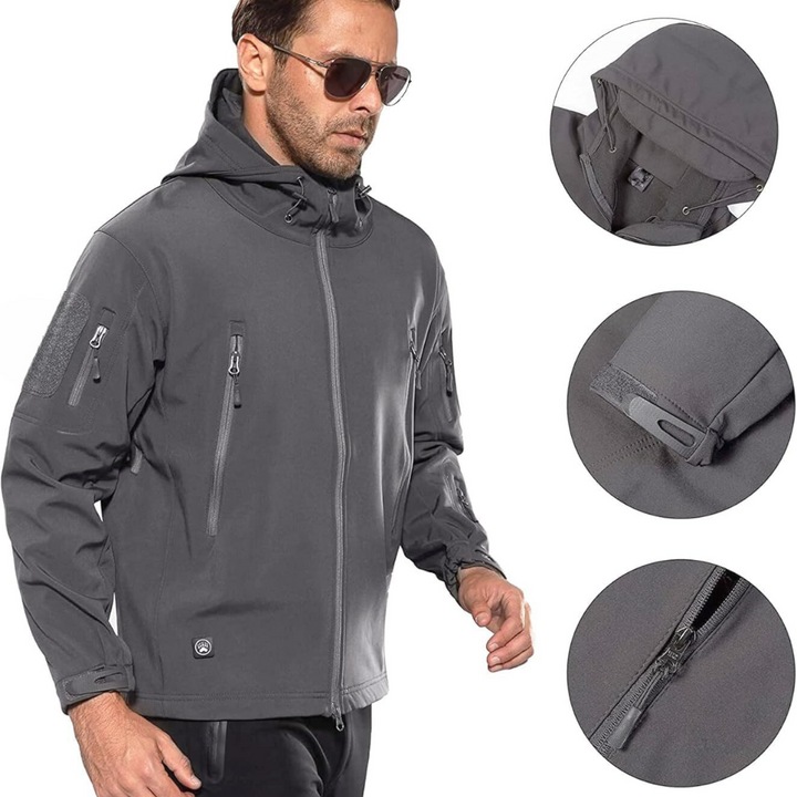 Waterproof tactical softshell jacket for men