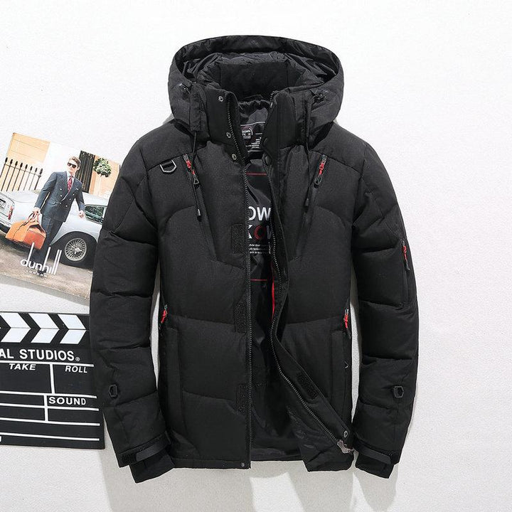 Men winter puffer jacket with hood - robust and warm